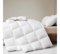 DWR Piumone 155x220 cm, 100% cotone biologico, imbottitura piuma d'oca, piumino Öko-Tex RDS, bianco