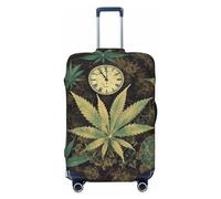Dwrepo A Puff in Time Weed Marijuana copertura elastica lavabile per valigie antigraffio in spandex per bagagli da 45,7 a 81,3 cm, Nero, X-Large