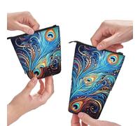 Dwrepo Astuccio con stampa artistica con piume di pavone, grande capacità, astuccio telescopico per donne e uomini, nero, taglia unica, Nero , Taglia unica