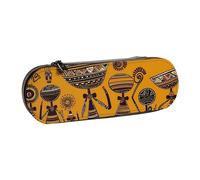 Dwrepo Astuccio in pelle con cerniera, astuccio creativo con cultura africana, astuccio carino per donne e uomini, astuccio da viaggio, borsa per trucco, portamonete, per lavoro, ufficio, nero, taglia