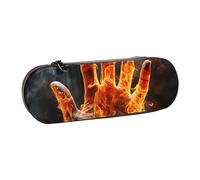 Dwrepo Astuccio in pelle con cerniera, astuccio per matite a mano con fiamme di fuoco, grazioso astuccio per matite per donne e uomini, astuccio da viaggio, borsa per trucco, portamonete, per lavoro