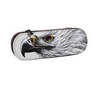 Dwrepo Astuccio in pelle con cerniera, astuccio per matite con disegno di un'aquila, grazioso astuccio per matite per donne e uomini, astuccio da viaggio, borsa per trucco, portamonete, per lavoro