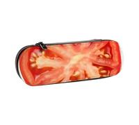 Dwrepo Astuccio in pelle con cerniera, astuccio per matite con fetta di pomodoro, grazioso astuccio per matite per donne e uomini, astuccio da viaggio, borsa per trucco, portamonete, per lavoro