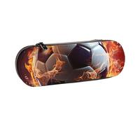 Dwrepo Astuccio in pelle con cerniera, astuccio per matite con fiamma, carino, per donne e uomini, astuccio da viaggio per trucco, portamonete, per lavoro, ufficio, nero, taglia unica