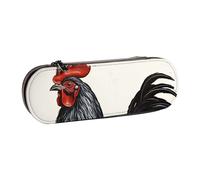 Dwrepo Astuccio in pelle con cerniera, astuccio per matite con gallo nero, grazioso astuccio per matite per donne e uomini, astuccio da viaggio, borsa per trucco, portamonete, per lavoro, ufficio