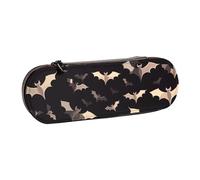 Dwrepo Astuccio in pelle con cerniera, astuccio per matite con pipistrelli volanti di Halloween, grazioso astuccio per matite per donne e uomini, astuccio da viaggio, borsa per trucco, portamonete