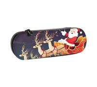 Dwrepo Astuccio in pelle con cerniera, astuccio per matite con scritta Merry Christmas, Babbo Natale, renna, astuccio carino per donne e uomini, astuccio da viaggio per trucchi, portamonete per lavoro