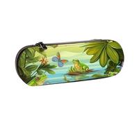 Dwrepo Astuccio in pelle con cerniera, astuccio per matite estive con farfalle sul lago, grazioso astuccio per matite per donne e uomini, astuccio da viaggio, borsa per trucco, portamonete, per lavoro