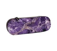 Dwrepo Astuccio in pelle con cerniera, astuccio per matite in marmo viola, grazioso astuccio per matite per donne e uomini, astuccio da viaggio, borsa per trucco, portamonete, per lavoro, ufficio