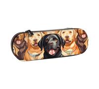 Dwrepo Astuccio in pelle con cerniera, astuccio per matite labrador retriever, astuccio carino per donne e uomini, astuccio da viaggio, trousse per trucco, portamonete, per lavoro, ufficio, nero