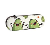Dwrepo Astuccio in pelle con cerniera, divertente astuccio con avocado in stile cartone animato, astuccio carino per donne e uomini, astuccio da viaggio, borsa per trucco, portamonete, per lavoro