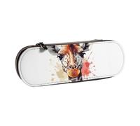 Dwrepo Astuccio in pelle con cerniera, elegante astuccio per matite con animali, acquerello, giraffa, astuccio carino per donne e uomini, astuccio da viaggio, borsa per trucco, portamonete, per lavoro