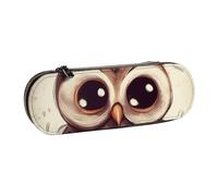 Dwrepo Astuccio in pelle con cerniera, grazioso astuccio per matite con gufo, grazioso astuccio per matite per donne e uomini, astuccio da viaggio, borsa per trucchi e monete, per lavoro, ufficio