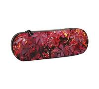 Dwrepo Astuccio in pelle con cerniera, motivo cespuglio ardente con bacche rosse, grazioso astuccio per matite per donne e uomini, astuccio da viaggio, borsa per trucco, portamonete, per lavoro