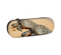 Dwrepo Astuccio in pelle con cerniera, motivo tartarughe sulla spiaggia, grazioso astuccio per matite per donne e uomini, astuccio da viaggio per trucchi e monete, per lavoro, ufficio, nero, taglia