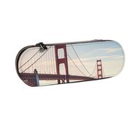 Dwrepo Astuccio in pelle con cerniera, porta matite Golden Gate Bridge, grazioso astuccio per matite per donne e uomini, astuccio da viaggio, borsa per trucchi e monete, per lavoro, ufficio, nero