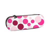 Dwrepo Astuccio in pelle con cerniera, portapenne a pois, grazioso astuccio per matite per donne e uomini, astuccio da viaggio, borsa per trucchi e monete, per lavoro, ufficio, nero, taglia unica