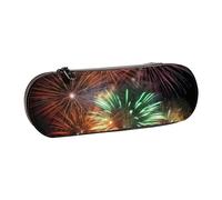 Dwrepo Astuccio in pelle con cerniera, splendido astuccio per matite con fuochi d'artificio, grazioso astuccio per matite per donne e uomini, astuccio da viaggio, borsa per trucco, portamonete, per