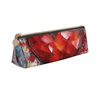 Dwrepo Astuccio in pelle per donne e uomini, astuccio con cerniera, astuccio portatile a forma di cuore astratto, borsa per penne, piccola borsa per il trucco, portamonete per lavoro e ufficio