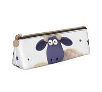 Dwrepo Astuccio in pelle per donne e uomini, astuccio con cerniera, astuccio portatile, astuccio per penne a forma di pecora, piccola borsa per il trucco, portamonete per lavoro e ufficio