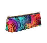 Dwrepo Astuccio in pelle per donne e uomini, astuccio con cerniera, astuccio portatile colorato, piccola borsa per il trucco, portamonete per lavoro e ufficio