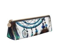 Dwrepo Astuccio in pelle per donne e uomini, astuccio con cerniera, astuccio portatile con acchiappasogni nativi americani, piccolo astuccio per trucchi e monete, per lavoro e ufficio