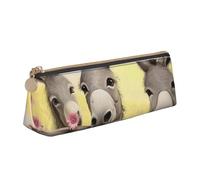 Dwrepo Astuccio in pelle per donne e uomini, astuccio con cerniera, astuccio portatile con asino e fiore, piccolo astuccio per trucchi, portamonete per lavoro e ufficio