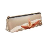 Dwrepo Astuccio in pelle per donne e uomini, astuccio con cerniera, astuccio portatile con conchiglia, stella marina, piccola borsa per il trucco, portamonete per lavoro e ufficio