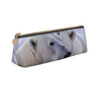 Dwrepo Astuccio in pelle per donne e uomini, astuccio con cerniera, astuccio portatile con orso polare, piccolo astuccio per il trucco, portamonete per lavoro e ufficio