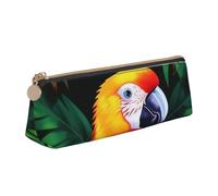 Dwrepo Astuccio in pelle per donne e uomini, astuccio con cerniera, astuccio portatile con pappagallo colorato, piccola borsa per il trucco, portamonete per lavoro e ufficio