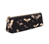 Dwrepo Astuccio in pelle per donne e uomini, astuccio con cerniera, astuccio portatile con pipistrelli volanti di Halloween, borsa per penne, piccola borsa per il trucco, portamonete per lavoro e