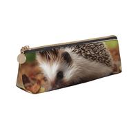 Dwrepo Astuccio in pelle per donne e uomini, astuccio con cerniera, astuccio portatile con riccio, piccolo astuccio per trucchi, portamonete per lavoro e ufficio