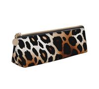 Dwrepo Astuccio in pelle per donne e uomini, astuccio con cerniera, astuccio portatile con stampa leopardata, piccola borsa per il trucco, portamonete per lavoro e ufficio