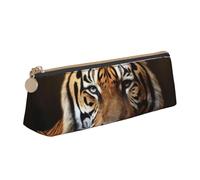 Dwrepo Astuccio in pelle per donne e uomini, astuccio con cerniera, astuccio portatile, con tigre, piccola borsa per il trucco, portamonete per lavoro e ufficio