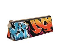 Dwrepo Astuccio in pelle per donne e uomini, astuccio con cerniera, astuccio portatile, graffiti, hip hop, piccolo astuccio per trucchi, portamonete per lavoro e ufficio