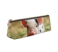 Dwrepo Astuccio in pelle per donne e uomini, astuccio con cerniera, astuccio portatile, grazioso astuccio per penne a forma di animale, piccola borsa per il trucco, portamonete per lavoro e ufficio