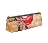 Dwrepo Astuccio in pelle per donne e uomini, astuccio con cerniera, astuccio portatile per penne con riflesso del sole, piccola borsa per il trucco, portamonete per lavoro e ufficio