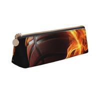 Dwrepo Astuccio in pelle per donne e uomini, astuccio con cerniera, astuccio portatile per penne da basket sul fuoco, piccola borsa per il trucco, portamonete per lavoro e ufficio