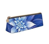 Dwrepo Astuccio in pelle per donne e uomini, astuccio portamatite con cerniera, astuccio portatile blu con fiori astratti blu borsa per penne piccola borsa per trucco portamonete per lavoro forniture
