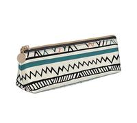 Dwrepo Astuccio in pelle per donne e uomini, astuccio portamatite con cerniera, astuccio portatile boho a righe triangolari, astuccio per penne piccolo astuccio per trucco portamonete per lavoro e