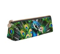 Dwrepo Astuccio in pelle per donne e uomini, astuccio portamatite con cerniera, astuccio portatile con pavone blu, piccola borsa per il trucco, portamonete per lavoro e ufficio, bianco, taglia unica