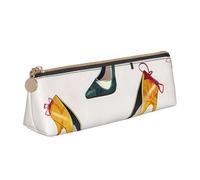 Dwrepo Astuccio in pelle per donne e uomini, astuccio portamatite con cerniera, astuccio portatile con tacco alto, borsa per penne, piccola borsa per il trucco, portamonete per lavoro e ufficio