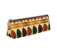 Dwrepo Astuccio in pelle per donne e uomini, astuccio portamatite con cerniera, astuccio portatile in stile bohémien, con motivo tradizionale africano, piccolo astuccio per trucchi e monete, per