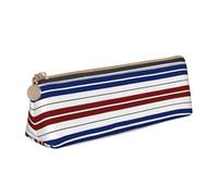 Dwrepo Astuccio in pelle per donne e uomini, astuccio portamatite con cerniera, astuccio portatile rosso blu bianco grigio a righe piccole borse per trucco portamonete per lavoro forniture per ufficio