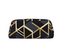 Dwrepo Astuccio per matite con linee geometriche astuccio portatile in pelle borsa da viaggio borsa da trucco grande capacità borsa da toilette per le donne, Argento, One Size, Stampa