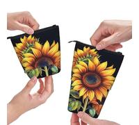 Dwrepo Astuccio portamatite con stampa estiva di girasole in piedi, grande capacità, carino astuccio telescopico per donne e uomini, nero, taglia unica, Nero , Taglia unica