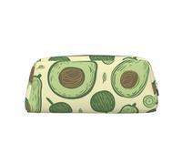 Dwrepo Astuccio portamatite in pelle con avocado, astuccio portatile da viaggio, borsa per trucchi di grande capacità, borsa da toilette per donne, Argento, One Size, Stampa