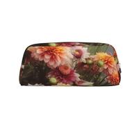 Dwrepo Astuccio portamatite in pelle con fiori astuccio da viaggio borsa per trucchi grande capacità borsa da toilette per donne, Argento, One Size, Stampa