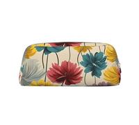 Dwrepo Astuccio portamatite in pelle con fiori astuccio da viaggio borsa per trucchi grande capacità borsa da toilette per donne, Oro, One Size, Stampa