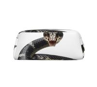 Dwrepo Astuccio portamatite in pelle con serpente Cobra, astuccio da viaggio per trucchi e articoli da toeletta di grande capacità, per donne, Oro, One Size, Stampa